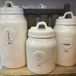 Rae Dunn Icon canister trio set